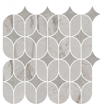 Плитка KMD2HID004BR Декор Ифран наборный серый светлый глянцевый обрезной 30x32,5x0,9