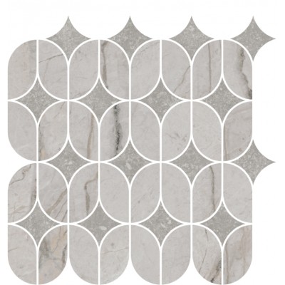 Плитка KMD2HID004BR Декор Ифран наборный серый светлый глянцевый обрезной 30x32,5x0,9