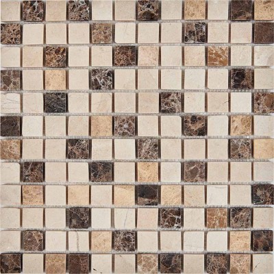 Мозаика PIX272 Emperador Dark, light, Crema Nova из мрамора матовая 23x23 305х305x6