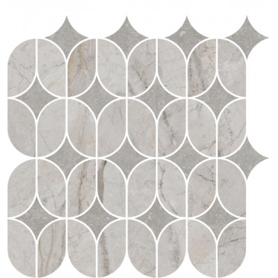 Плитка KMD2HID004BR Декор Ифран наборный серый светлый глянцевый обрезной 30x32,5x0,9