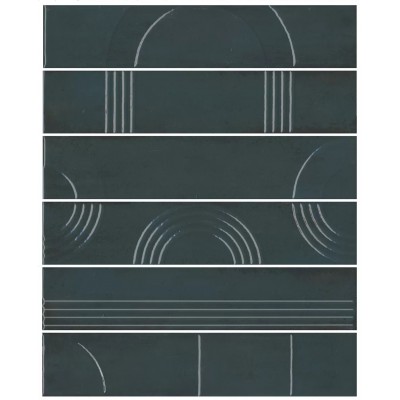 Плитка KMP3STA008RN6X Панно Мажорель зелёный тёмный глянцевый (из 6 частей 6х28,5) 36x28,5x1