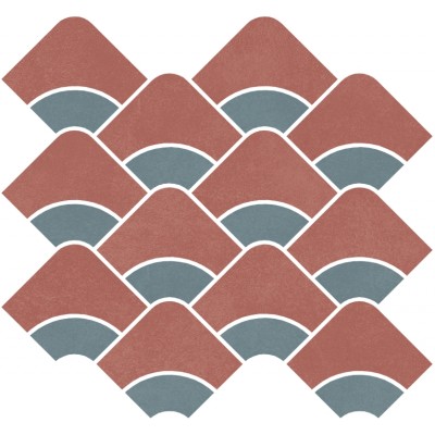 Мозаика KMD2HID012BR Декор Таделакт наборный красный, бирюзовый матовый обрезной 30x28x0,9