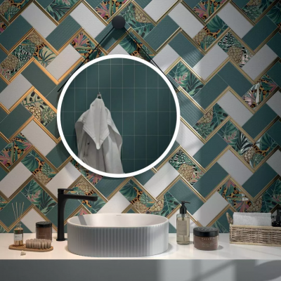 Плитка 19072 Пальмейра зеленый матовый 9,9х20