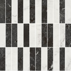 Плитка KMD2MSA003BR Декор Тубкаль мозаичный микс чёрный белый глянцевый обрезной 30x30x0,9