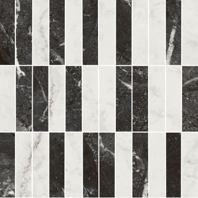 Плитка KMD2MSA003BR Декор Тубкаль мозаичный микс чёрный белый глянцевый обрезной 30x30x0,9