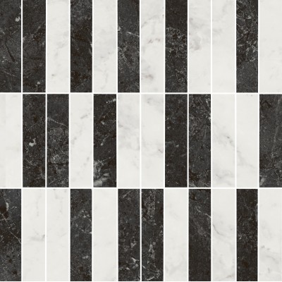 Плитка KMD2MSA003BR Декор Тубкаль мозаичный микс чёрный белый глянцевый обрезной 30x30x0,9