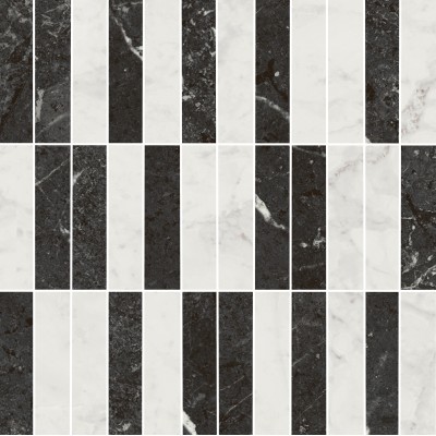 Плитка KMD2MSA003BR Декор Тубкаль мозаичный микс чёрный белый глянцевый обрезной 30x30x0,9