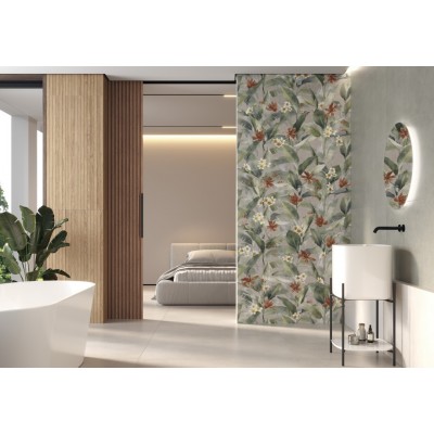 Керамогранит 17648 Floresta цветы серый ректификат 60x120