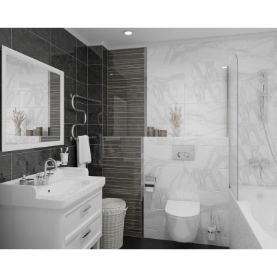 Плитка Декор Olimpus Grand чёрный 25х50