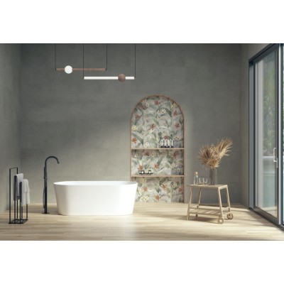 Керамогранит 17648 Floresta цветы серый ректификат 60x120