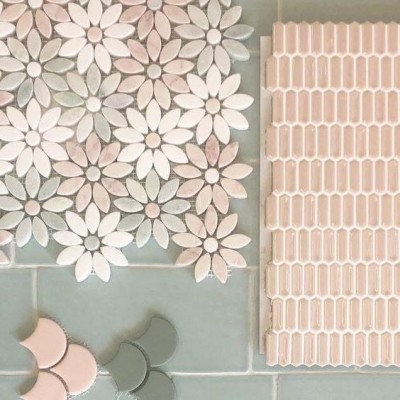 Мозаика PIX253 White Wooden из мрамора полированная 15x15 305х305x4