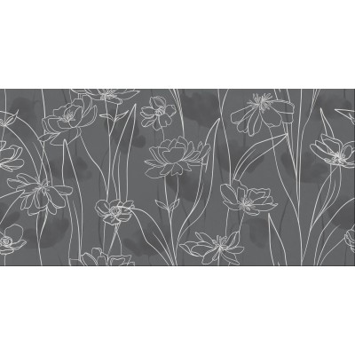 Керамогранит 17648 Floresta цветы серый ректификат 60x120