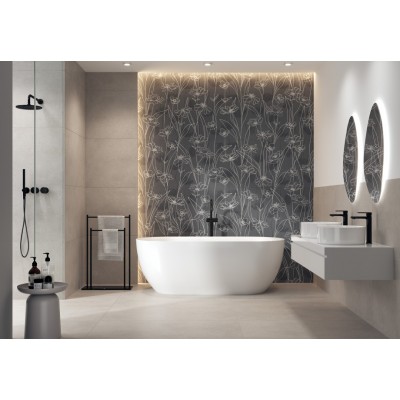 Керамогранит 17648 Floresta цветы серый ректификат 60x120