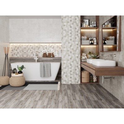 Плитка 1064-0298 Гексацемент светло-серая 20х60