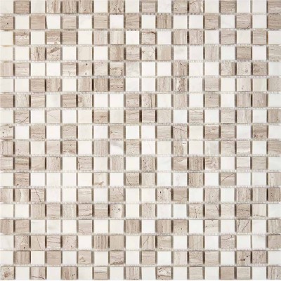 Мозаика PIX280 White Wooden, Dolomiti Bianco из мрамора полированная 15x15 305х305x4