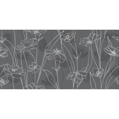 Керамогранит 17648 Floresta цветы серый ректификат 60x120