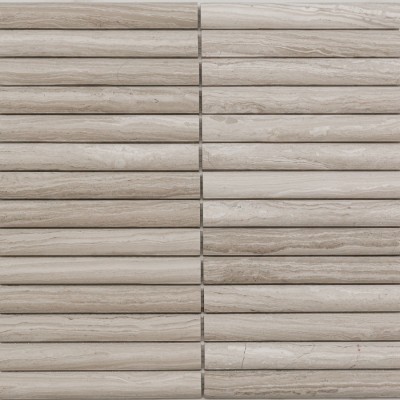 Мозаика PIX348 White Wooden, Convex матовая 20х151 300х305х12