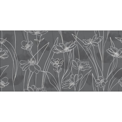 Керамогранит 17648 Floresta цветы серый ректификат 60x120