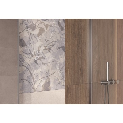 Керамогранит 17648 Floresta цветы серый ректификат 60x120