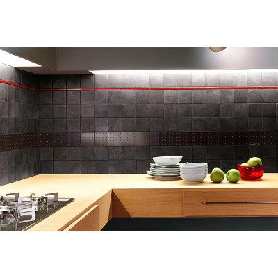 Керамогранит 5C14 Tarmac Black Inserto Borchia 4 45х45