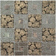 Мозаика MS-612 метал стекло (15х48x8) 300*300