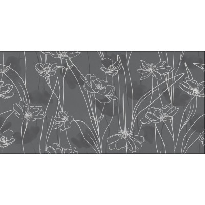 Керамогранит 17552 Floresta цветы серый ректификат 60x120