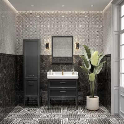 Плитка ID159 Декор Коррер наборный белый глянцевый 30x60x0,9