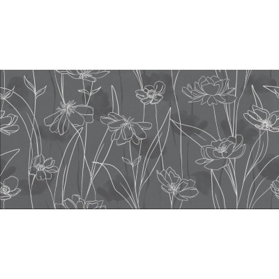 Керамогранит 17552 Floresta цветы серый ректификат 60x120