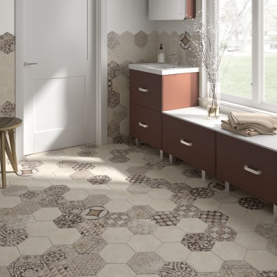 Керамогранит 22101 Hexatile Cement Geo Grey 17,5x20