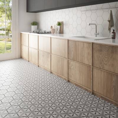 Керамогранит 22101 Hexatile Cement Geo Grey 17,5x20
