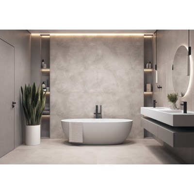 Керамогранит 17552 Floresta цветы серый ректификат 60x120